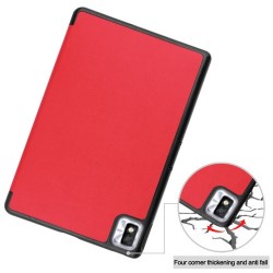 For TCL TAB 10s 9080G (2021) Drop-proof Trifold Stand PU Leather + PC Tablet Cover Case with Auto Wake/Sleep - Red For TCL TAB 10s 9080G (2021) Drop-proof Trifold Stand PU Leather + PC Tablet Cover Case with Auto Wake/Sleep - Red