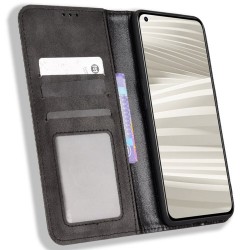 For Realme GT2 Pro Imprinted Mosaic Pattern PU Leather Case Stand Function Wallet Magnetic Absorption Shockproof Protective Phone Cover - Black For Realme GT2 Pro Imprinted Mosaic Pattern PU Leather Case Stand Function Wallet Magnetic Absorption Shockproof Protective Phone Cover - Black