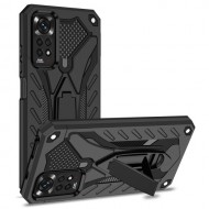 For Xiaomi Redmi Note 11 4G (Qualcomm)/Redmi Note 11S 4G Phantom Knight Series Anti-fall Kickstand PC + TPU Hybrid Cover Phone Case - Black