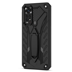 For Xiaomi Redmi Note 11 4G (Qualcomm)/Redmi Note 11S 4G Phantom Knight Series Anti-fall Kickstand PC + TPU Hybrid Cover Phone Case - Black For Xiaomi Redmi Note 11 4G (Qualcomm)/Redmi Note 11S 4G Phantom Knight Series Anti-fall Kickstand PC + TPU Hybrid Cover Phone Case - Black