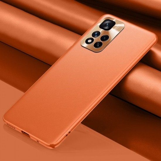 FUKELAI Stylish Textured PU Leather Coated TPU Scratch-resistant Wear-resistant Phone Case for Xiaomi Redmi Note 11 Pro 4G (Mediatek)/Redmi Note 11 Pro 5G (Qualcomm)+ - Orange XIAOMI Cases Mobile