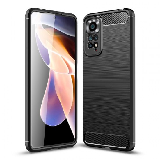 Θήκη Σιλικόνης Carbon Fiber Brushed για Xiaomi Redmi Note 11 Pro 4G (MediaTek) / Redmi Note 11 Pro 5G (Qualcomm) - Μαύρο XIAOMI Θήκες Κινητών