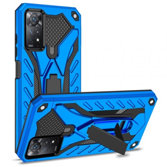 For Xiaomi Redmi Note 11 Pro 4G (MediaTek)/Note 11 Pro 5G (Qualcomm) Phantom Knight Series Hybrid PC + TPU Mobile Phone Case Cover with Kickstand - Blue XIAOMI Cases Mobile