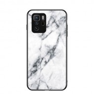 Marble Design Soft Flexible TPU Tempered Glass Back Hybrid Shockproof Case for Xiaomi Poco X3 GT / Redmi Note 10 Pro 5G (China) - White Marble