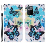 Θήκη Πορτοφόλι με Βάση Στήριξης (Όψη Δέρματος) για Xiaomi Poco X3 GT / Redmi Note 10 Pro 5G - Μπλε Πεταλούδες