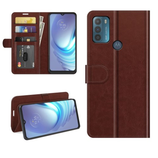 Crazy Horse Leather Wallet Stand Case for Motorola Moto G50 - Brown Motorola Cases Mobile