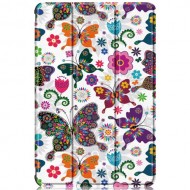 For Samsung Galaxy Tab A8 10.5 (2021) Pattern Printing Stylish Premium Tri-Fold Stand Auto Wake / Sleep PU Leather Smart Case - Butterfly and Flower