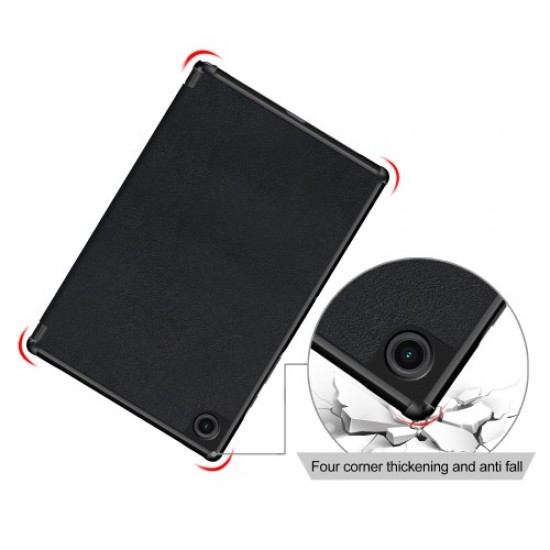 For Samsung Galaxy Tab A8 10.5 (2021) Anti-Fall Light Thin Premium Tri-Fold Stand Auto Wake / Sleep PU Leather Tablet Case Cover - Black Samsung Cases Mobile Tablet