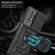 Rotating Metal Ring Kickstand Design Slide Camera Cover Anti-fingerprint PC + TPU Hybrid Phone Cover for Samsung Galaxy A13 4G - Rose Gold Samsung Cases Mobile