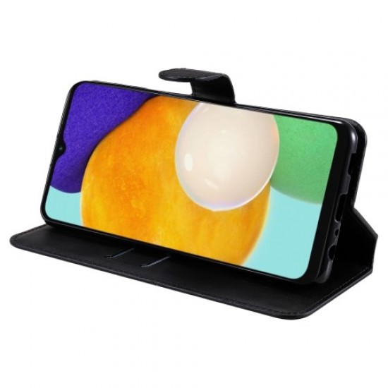Well-protected Wallet Stand PU Leather + TPU Magnetic Clasp Phone Cover Case for Samsung Galaxy A13 4G - Black Samsung Cases Mobile
