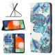 Magnetic Auto-absorbed Folio Flip Cover for Samsung Galaxy A13 4G. Pattern Printing PU Leather Wallet Stand Folding Phone Case - Blue Leaves Samsung Cases Mobile