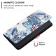 Magnetic Auto-absorbed Folio Flip Cover for Samsung Galaxy A13 4G. Pattern Printing PU Leather Wallet Stand Folding Phone Case - Blue Leaves Samsung Cases Mobile