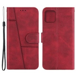 Simple Style Leather Phone Shell Wallet Case with Stand Design for iPhone 13 Pro Max 6.7 inch - Red Simple Style Leather Phone Shell Wallet Case with Stand Design for iPhone 13 Pro Max 6.7 inch - Red