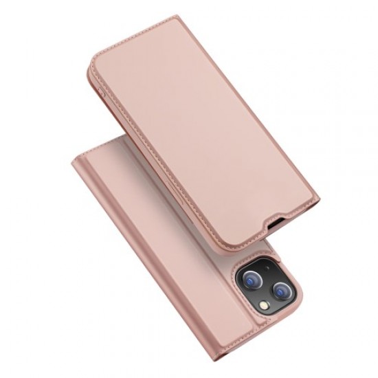 DUX DUCIS Skin Pro Series Folio Flip Card Holder Design Leather Cover Case with Stand for iPhone 13 6.1 inch - Pink Apple Cases Mobile