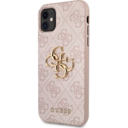 Guess Σκληρή Θήκη PU με Μεταλλική Διακόσμηση 4G για iPhone 11 - Ροζ