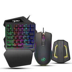 HXSJ P6 Keyboard Mouse Converter + A867 RGB Game Mouse + V100 One Hand Gaming Keyboard Set HXSJ P6 Keyboard Mouse Converter + A867 RGB Game Mouse + V100 One Hand Gaming Keyboard Set