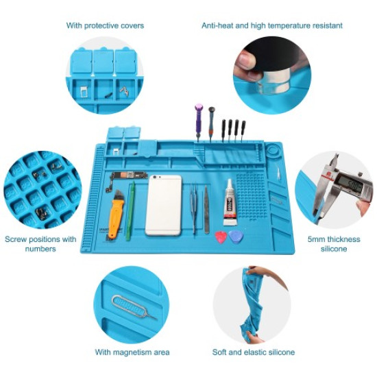 IPARTS EXPERT Heat Insulation Magnetic Screw Keeper Silicone Mat Cell Phone Maintenance Platform Pad Repair Tools