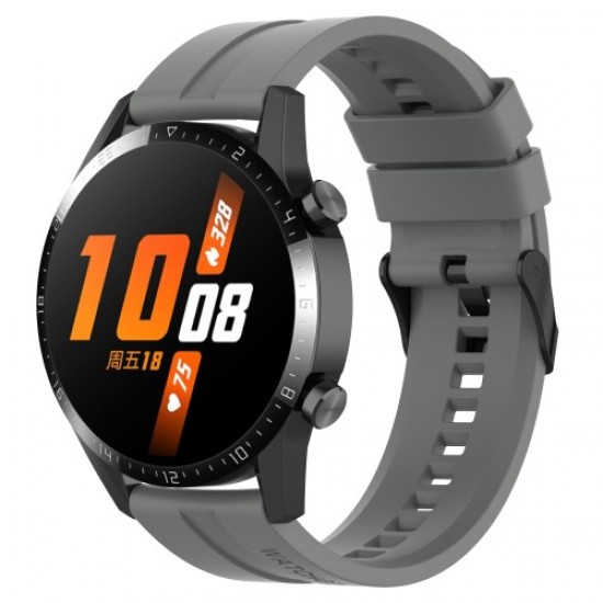 22mm Silicone Watch Strap Wristband with Steel Pin Buckle for Huawei Watch GT3/GT Runner - Grey Gadgets - Toys - Hobby