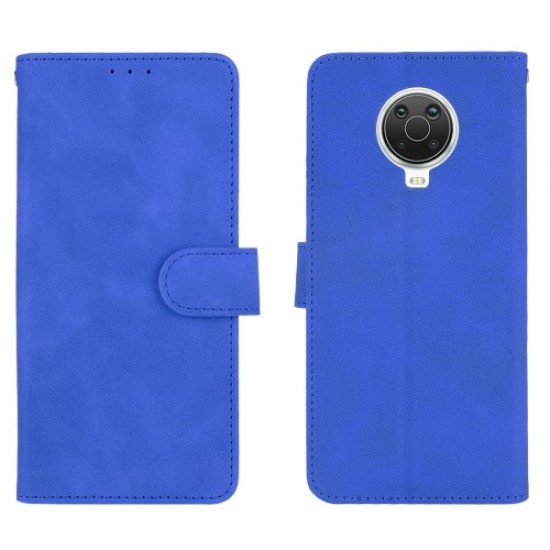 Skin-touch Feeling Leather Wallet Case for Nokia 6.3 / G10 / G20 Phone Cover with Supporting Stand - Blue Nokia Cases Tablet