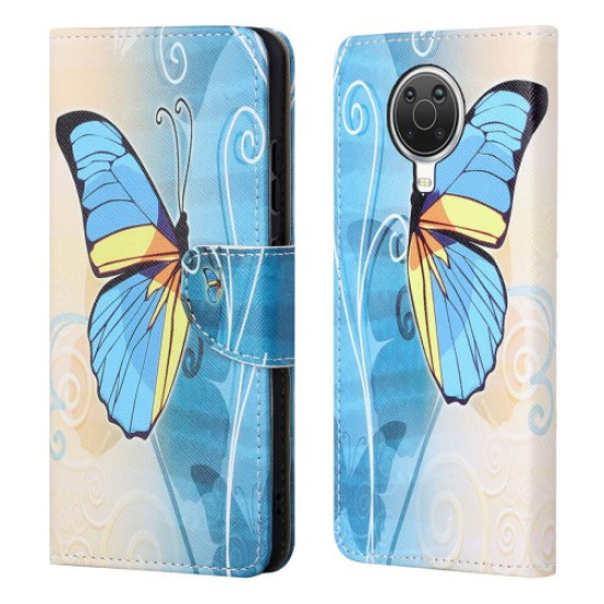 Wallet Design New Pattern Printing Cross Texture Leather Phone Stand Case for Nokia G10/G20 - Blue Butterfly Nokia Cases Tablet