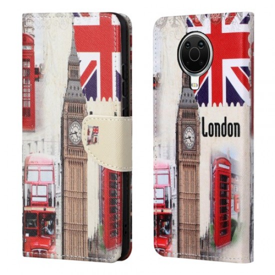 Wallet Design New Pattern Printing Cross Texture Leather Phone Stand Case for Nokia G10/G20 - London Style Nokia Cases Tablet