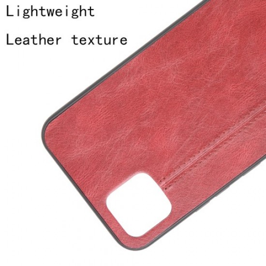 PU Leather Coated PC + TPU Mobile Phone Cover Hybrid Case for Realme C11 - Red Oppo Realme Cases Mobile