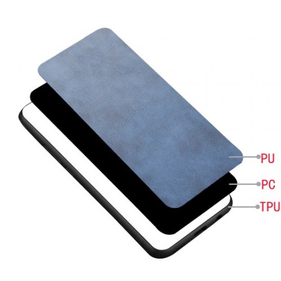 PU Leather Coated PC + TPU Mobile Phone Cover Hybrid Case for Realme C11 - Blue Oppo Realme Cases Mobile