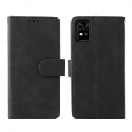 Stand Design Flip Phone Cover Skin-touch Wallet Magnetic Clasp Leather Case Phone Protective Cover for ZTE Blade A31 - Black