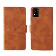 Stand Design Flip Phone Cover Skin-touch Wallet Magnetic Clasp Leather Case Phone Protective Cover for ZTE Blade A31 - Brown