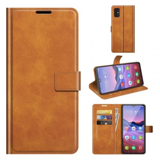 Magnetic Square Clasp Leather Wallet Stand Protective Case Cover for ZTE Blade V2020 Smart - Orange ZTE Cases Mobile