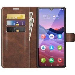 Magnetic Square Clasp Leather Wallet Stand Protective Case Cover for ZTE Blade V2020 Smart - Coffee