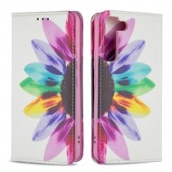 Magnetic Auto-absorbed Pattern Printing Leather Case Wallet Stand Phone Flip Cover for Samsung Galaxy S22 5G - Sunflower