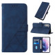 Lines Imprinted PU Leather Magnetic Wallet Case Soft Inner Shell Flip Stand Cover with Strap for Samsung Galaxy S22 5G - Sapphire Samsung Cases Mobile