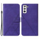 Lines Imprinted PU Leather Magnetic Wallet Case Soft Inner Shell Flip Stand Cover with Strap for Samsung Galaxy S22 5G - Purple Samsung Cases Mobile