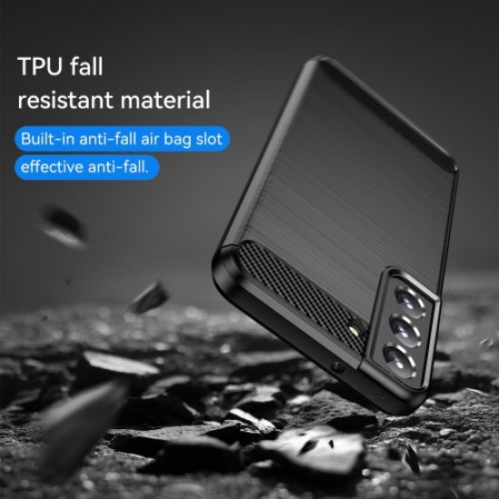 Θήκη Σιλικόνης TPU Carbon Fiber Brushed για Samsung Galaxy S22 5G - Μαύρο Samsung Θήκες Κινητών