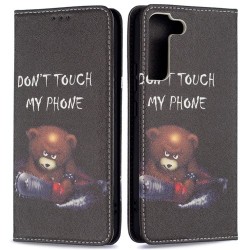 Μαγνητική Θήκη Πορτοφόλι με Βάση Στήριξης (Όψη Δέρματος) για Samsung Galaxy S22 Plus 5G - Θυμωμένο Αρκουδάκι