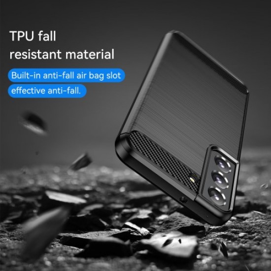 Θήκη Σιλικόνης TPU Carbon Fiber Brushed για Samsung Galaxy S22 Plus 5G - Μαύρο Samsung Θήκες Κινητών