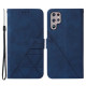 Anti-scratch PU Leather Wallet Case Stand Lines Imprinted Flip Protective Cover with Strap for Samsung Galaxy S22 Ultra 5G - Sapphire Samsung Cases Mobile