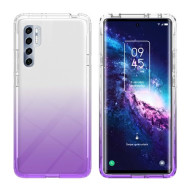 Gradient Color Hybrid Shock Absorbing 2 in 1 Hard PC Frame Soft TPU Shell Clear Slim Stylish Case for TCL 20 Pro 5G - Gradient Purple