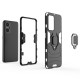 Drop Proof Dual Layer Soft TPU + Hard PC Phone Cover with Ring Holder Kickstand for Realme GT Neo2 5G - Black Oppo Realme Cases Mobile