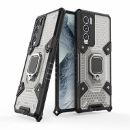 Full-Body Protection Soft TPU Frame + Hard PC Back Scratch-Resistant Cover with Ring Kickstand for Realme GT Explorer Master - Grey