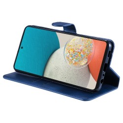 Solid Color Textured Leather Cover + Inner TPU Phone Case Stand Wallet Design Cellphone Cover for Samsung Galaxy A53 5G - Blue Solid Color Textured Leather Cover + Inner TPU Phone Case Stand Wallet Design Cellphone Cover for Samsung Galaxy A53 5G - Blue