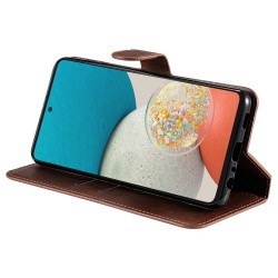 Solid Color Textured Leather Cover + Inner TPU Phone Case Stand Wallet Design Cellphone Cover for Samsung Galaxy A53 5G - Brown Solid Color Textured Leather Cover + Inner TPU Phone Case Stand Wallet Design Cellphone Cover for Samsung Galaxy A53 5G - Brown