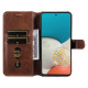 Solid Color Textured Leather Cover + Inner TPU Phone Case Stand Wallet Design Cellphone Cover for Samsung Galaxy A53 5G - Brown Samsung Cases Mobile