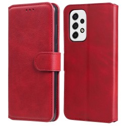 Solid Color Textured Leather Cover + Inner TPU Phone Case Stand Wallet Design Cellphone Cover for Samsung Galaxy A53 5G - Red Solid Color Textured Leather Cover + Inner TPU Phone Case Stand Wallet Design Cellphone Cover for Samsung Galaxy A53 5G - Red