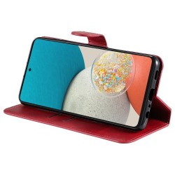 Solid Color Textured Leather Cover + Inner TPU Phone Case Stand Wallet Design Cellphone Cover for Samsung Galaxy A53 5G - Red Solid Color Textured Leather Cover + Inner TPU Phone Case Stand Wallet Design Cellphone Cover for Samsung Galaxy A53 5G - Red