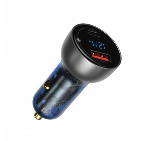 Baseus Particular Digital Display QC+PPS Dual Quick Charger Car Charger 65W - Silver Cables Adapters & Chargers