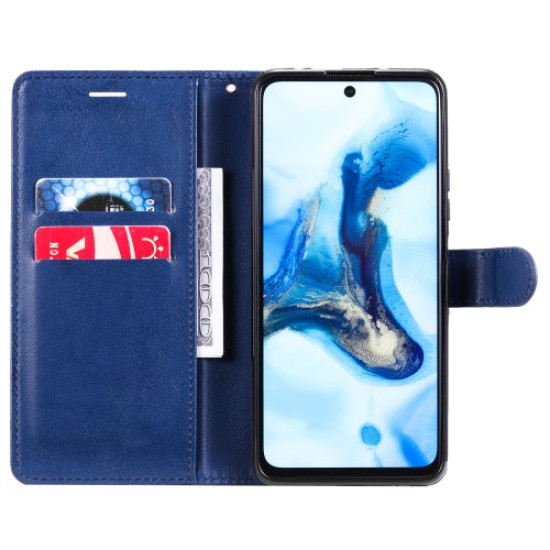 Anti-Scratch PU Leather Wallet Case Stand Flip Folio Cover with Strap for Xiaomi Redmi Note 10 5G / Poco M3 Pro 4G / 5G / Redmi Note 10T 5G - Blue XIAOMI Cases Mobile