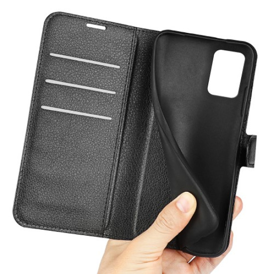 Litchi Texture PU Leather Folio Case Magnetic Clasp Anti-scratch Phone Cover with Stand Wallet for Samsung Galaxy A53 5G - Black Samsung Cases Mobile