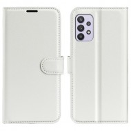 Litchi Texture PU Leather Folio Case Magnetic Clasp Anti-scratch Phone Cover with Stand Wallet for Samsung Galaxy A53 5G - White
